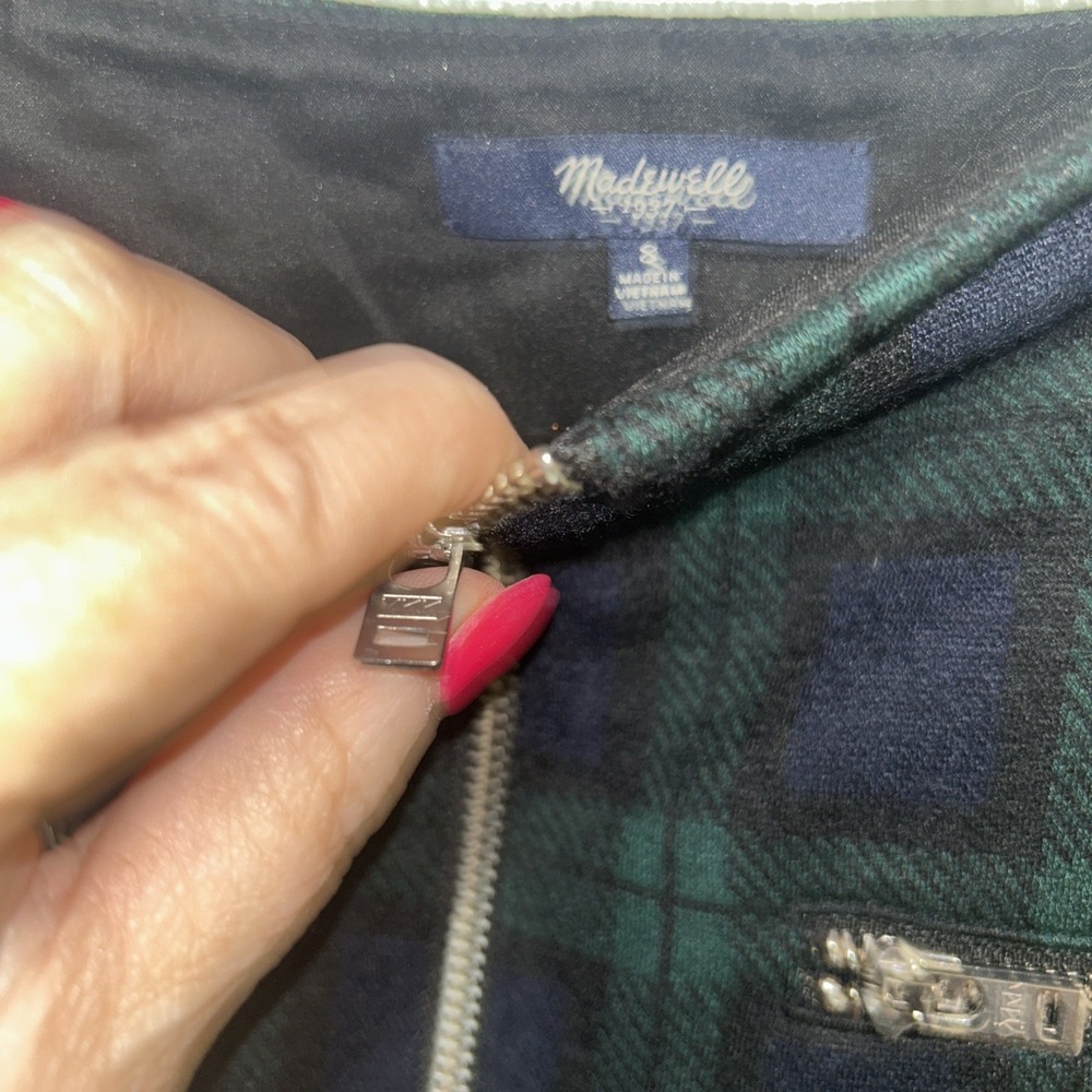 Madewell Academia Preppy Lined Sz 8 Plaid  Mini Skirt Wool Viscose Poly Blend - Picture 3 of 4